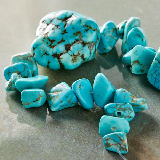 12 Pack: Turquoise Dyed Howlite Nugget Beads, 30mm by Bead Landing™